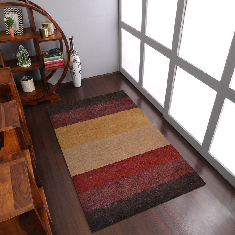 RUGSOTIC CARPETS HAND KNOTTED LOOM WOOL ECO-FRIENDLY AREA RUGS  - Rectangle, Contemporary Modern Design, High Pile Thick Handmade Anti Skid Rugs for Living Room (L00098) image number 1