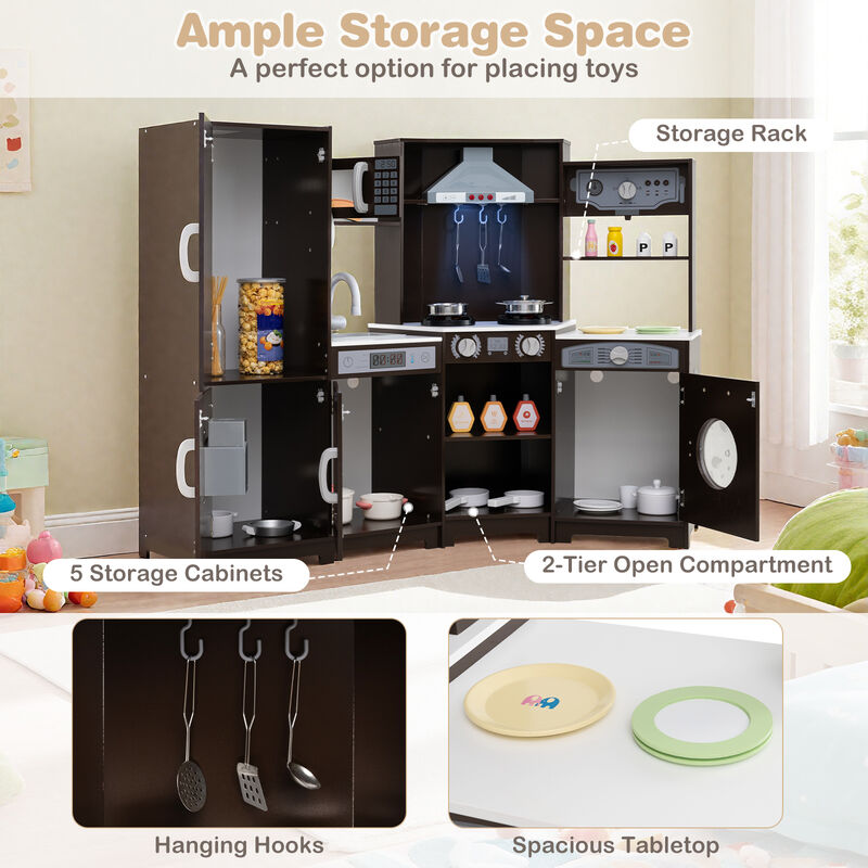 Large Pretend Play Kitchen Set with Lights and Sounds for Kids Playroom image number 7