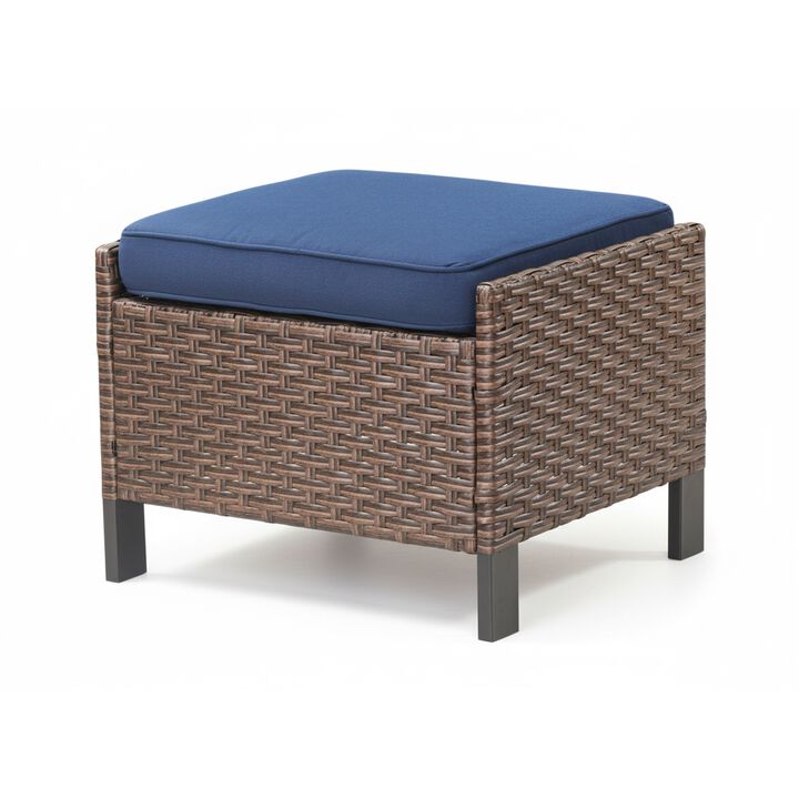 Outdoor 2-Piece Woven Rattan Footstool Set
