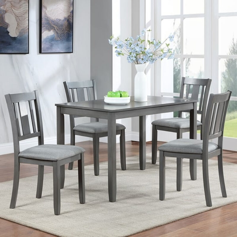 Set of 4 Wooden Dining Chairs with Padded Seat, Upholstered Kitchen Chairs