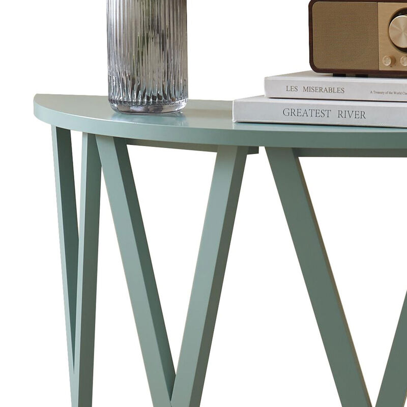 Kings Brand Furniture Vienna Console Table - Semicircular Side Coffee Table for Living Room, Bedroom (White)