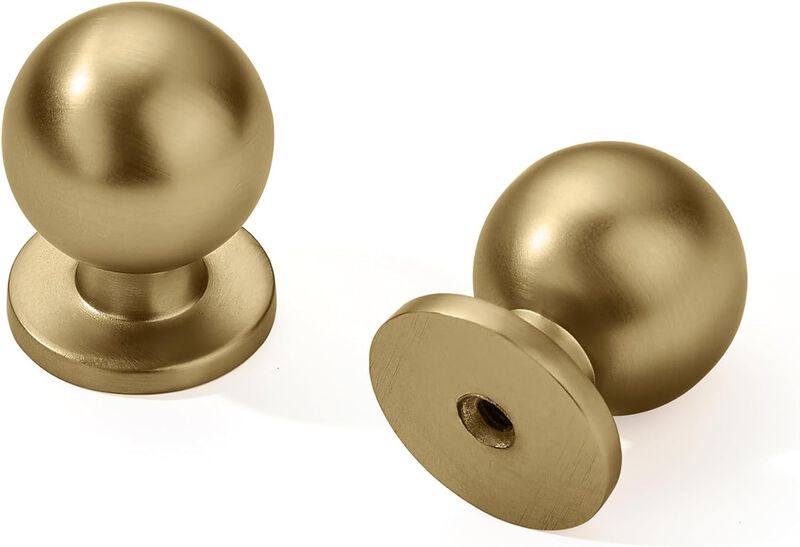 khtumeware 6 Pack Gold Cabinet Knobs Round 1 inch Brushed Brass Kitchen Knobs Zinc Alloy Dresser Knobs Metal Cabinet Handles for