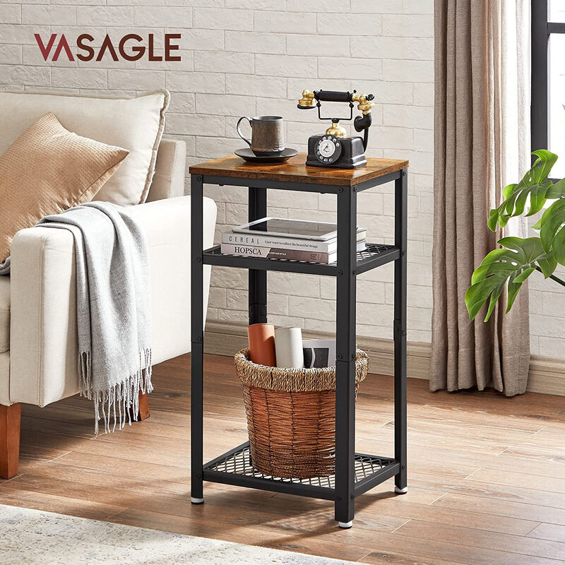 Side Table with 2-Tier Mesh Shelves – End Telephone Table Design