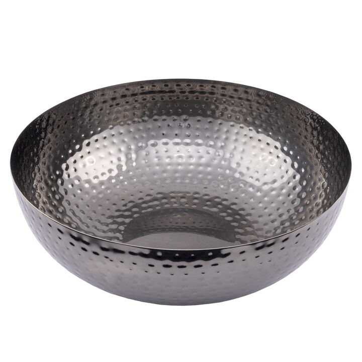 Round Hammered Metal Serving and Mixing Bowl, Copper Finish