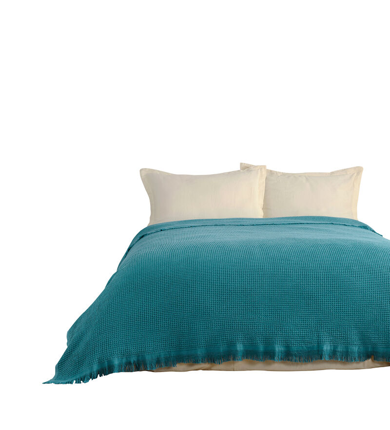 Textile Waffle Plain Cotton Queen Coverlet