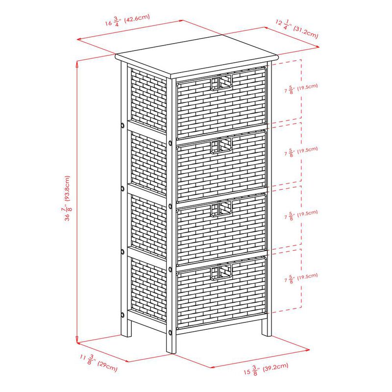 Winsome Wood Omaha Storage Rack with 4 Foldable Baskets image number 5