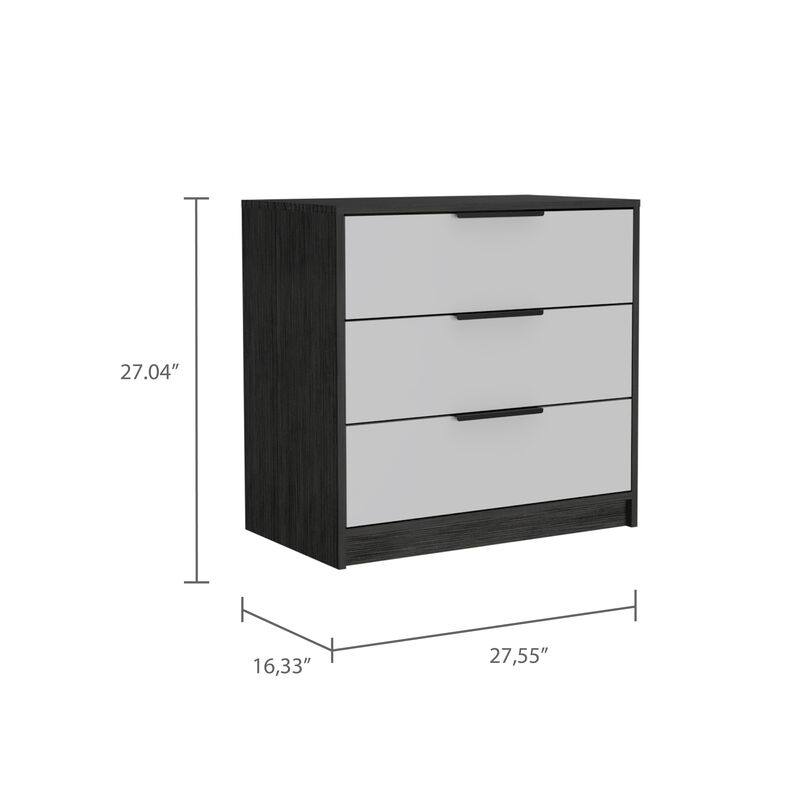 DEPOT E-SHOP Egeo 3 Drawers Dresser, Superior Top, White