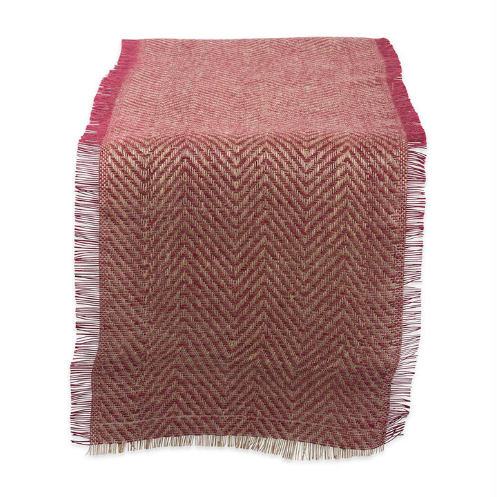 108" Red and Brown Chevron Printed Rectangular Table Runner
