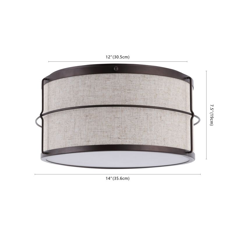 Evan 2-Light Rustic Farmhouse Iron LED Flush Mount