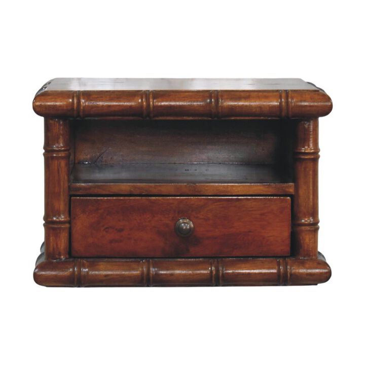 Artisan Furniture Solid Wood Bamboo Wall-Mounted Bedside , Brown