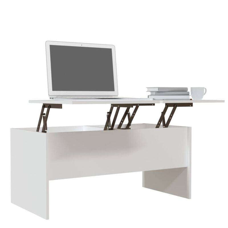 vidaXL White Coffee Table in Engineered Wood, Modern Rectangular Design with Storage - 40.2"x19.9"x18.3"