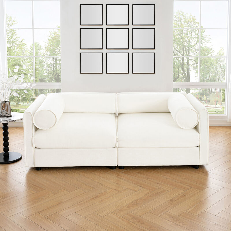 Merax Chenille 2-Seater Sofa with Storage Seat.