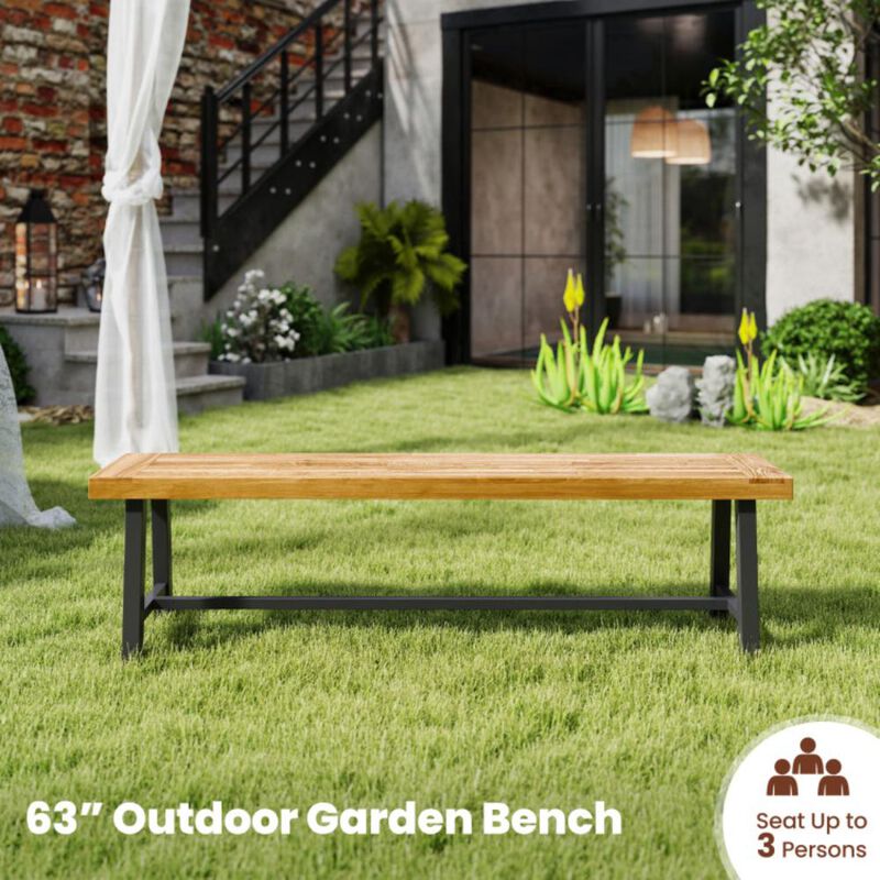 Hivvago 3-Person Acacia Patio Wood Outdoor Backless Bench