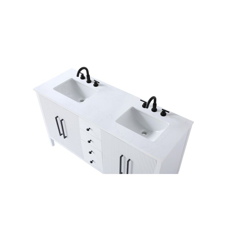 Elegant Kitchen and Bath 60 inch Double Bathroom Vanity in White