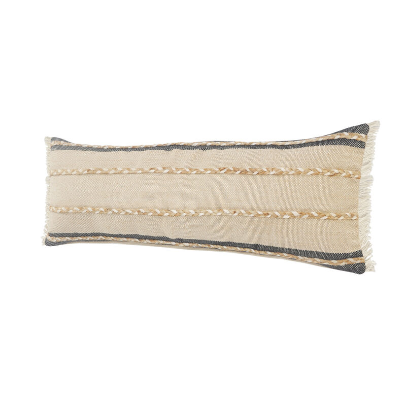 Striped Jute Zippered Throw Pillow &ndash; Stylish Decorative Cushion for Living Room, Bed, or Chair