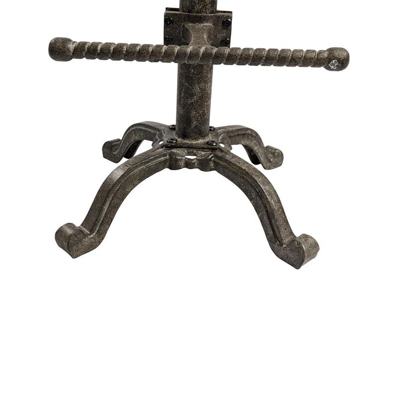 Carolina Living Justin Adjustable Barstool - Natural Driftwood Seat - Aged Iron Base