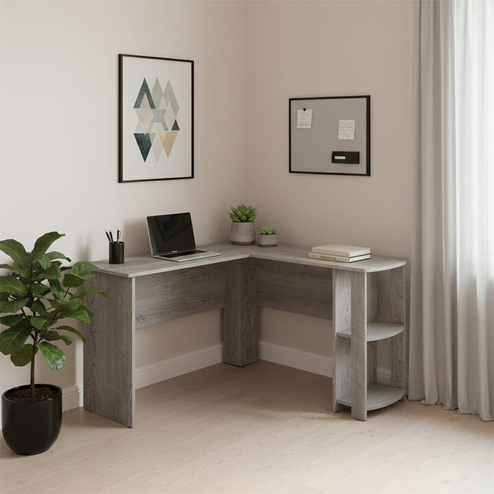 HomeRoots 47" Gray Wood Corner Computer Desk