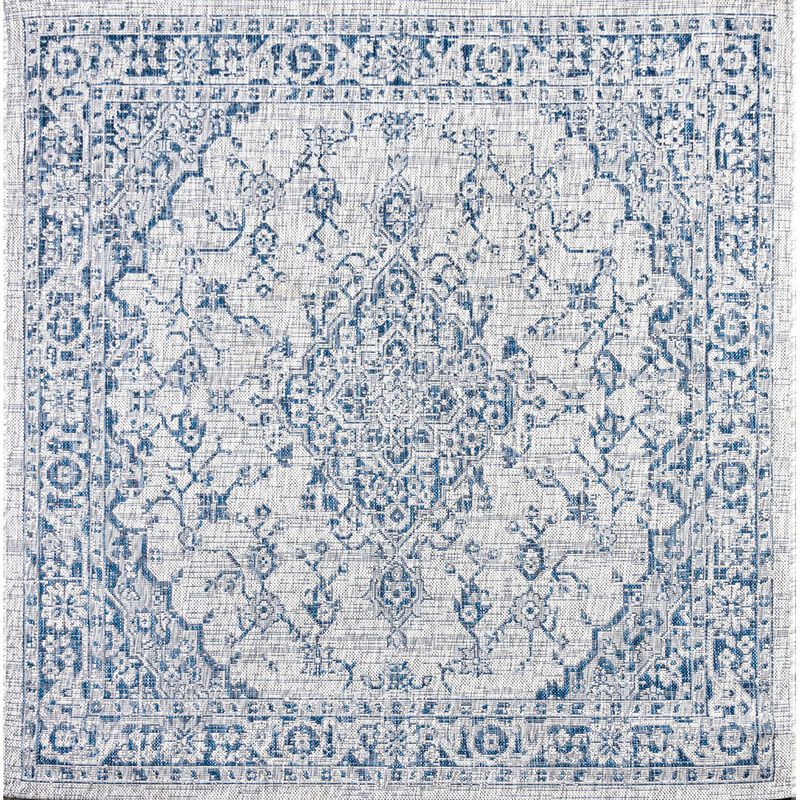 Rozetta Boho Medallion Textured Weave Square Indoor/Outdoor Area Rug