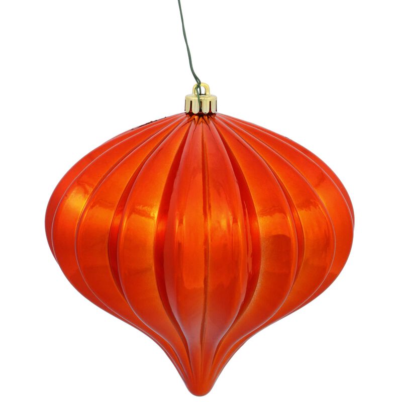 Vickerman 5.7" Burnished Orange Shiny Onion Christmas Ornament, UV Treated, Set of 3 image number 0