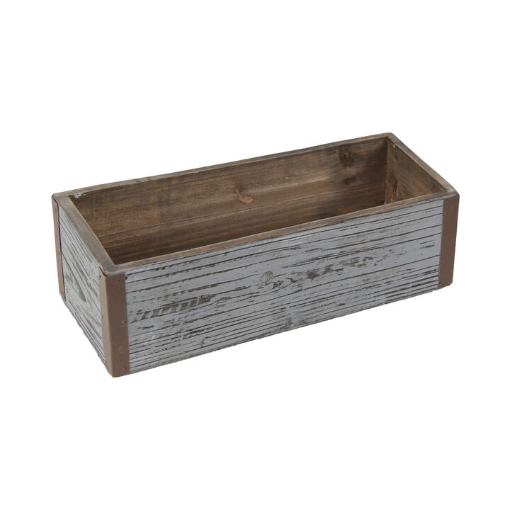 Cheungs Home Decorative Wooden Rectangular Planter with Metal Corner Accents