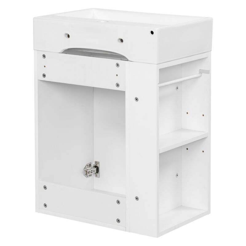 Whisen 20 Inch Bathroom Vanity with Ceramic Sink, MDF Construction, Modern Cabinet with Storage for Bathroom image number 7