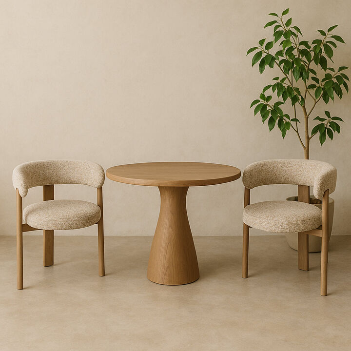 Upholstered 3-leg Wood-look Metal Frame 2pc Dining Chairs