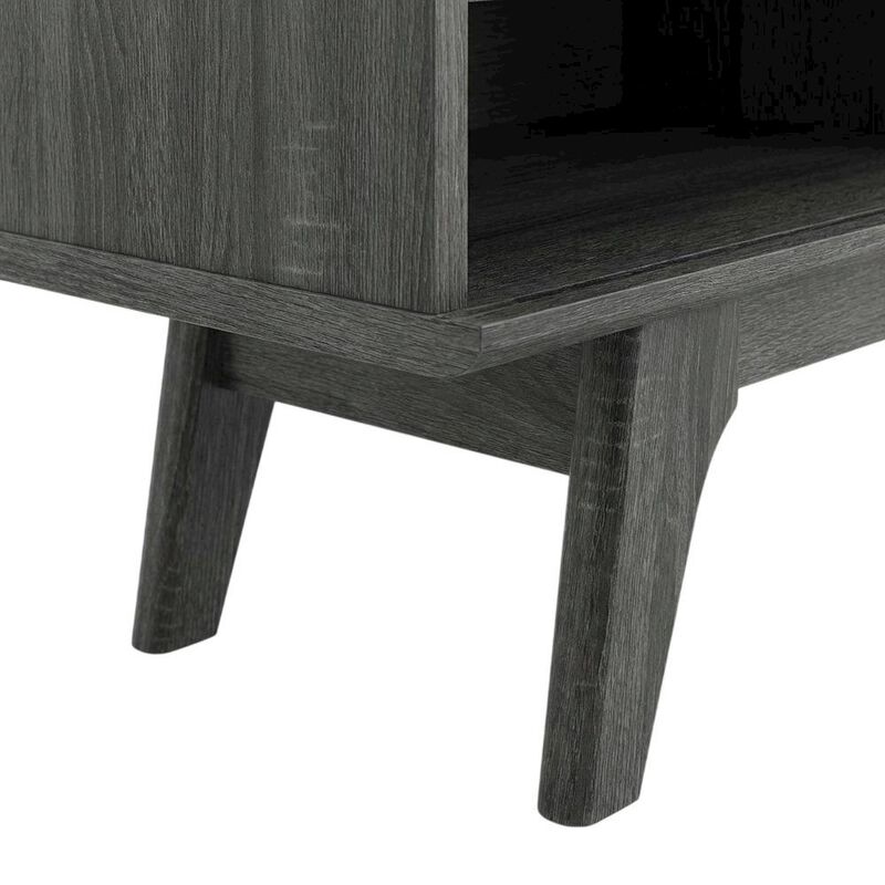 Brown wood entertainment center with spacious TV stand and sleek design image number 6