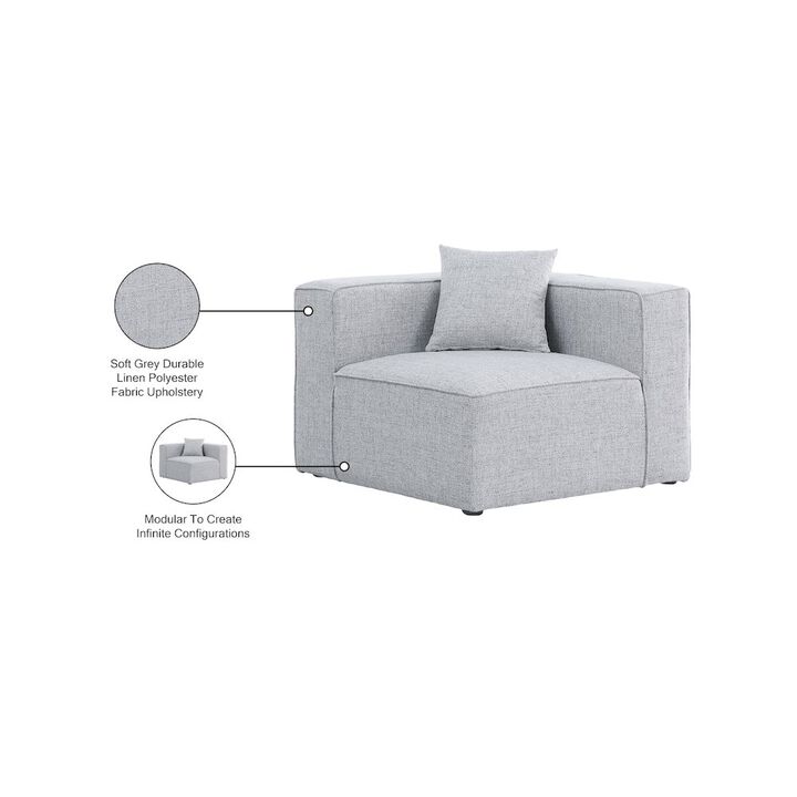 Meridian Furniture Cube Grey Durable Linen Textured Corner Chair