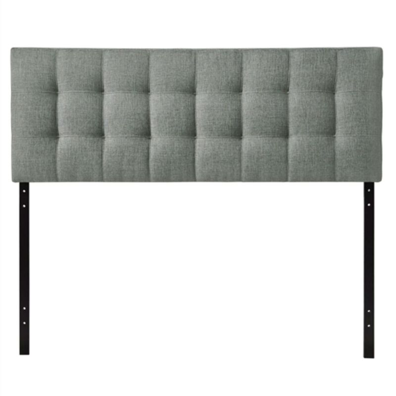 Hivvago King size Grey Fabric Modern Button Tufted Upholstered Headboard