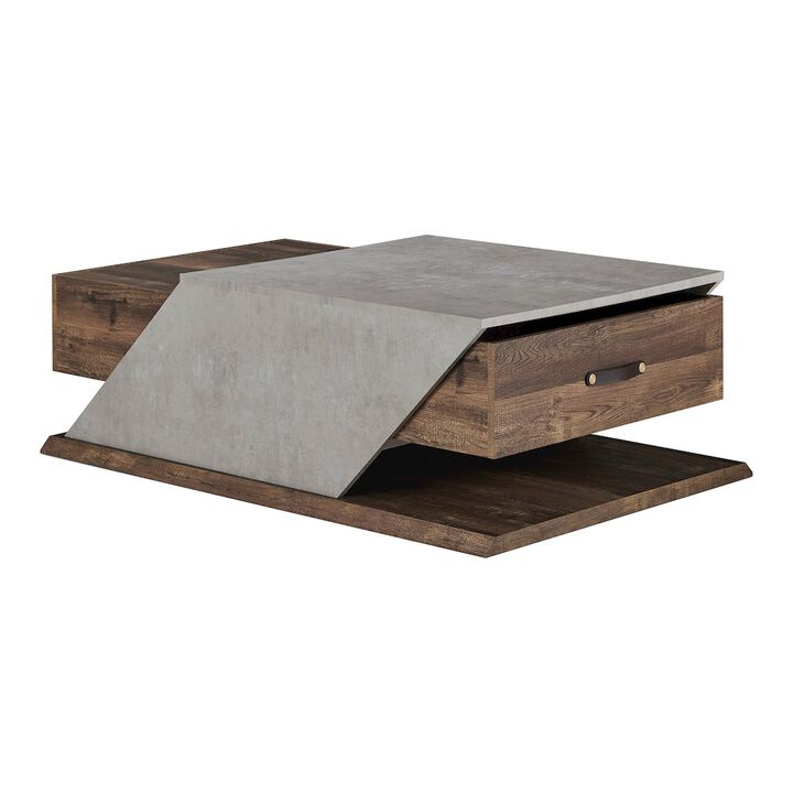 ENITIAL STAR Menster Modern Wood Storage Coffee Table in Reclaimed Oak