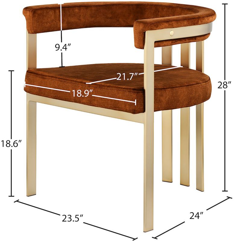 Meridian Furniture Marcello Cognac Velvet Dining Chair, Set of 2