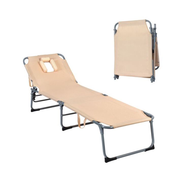 Folding Chaise Lounge Chair Bed Adjustable Outdoor Patio Beach