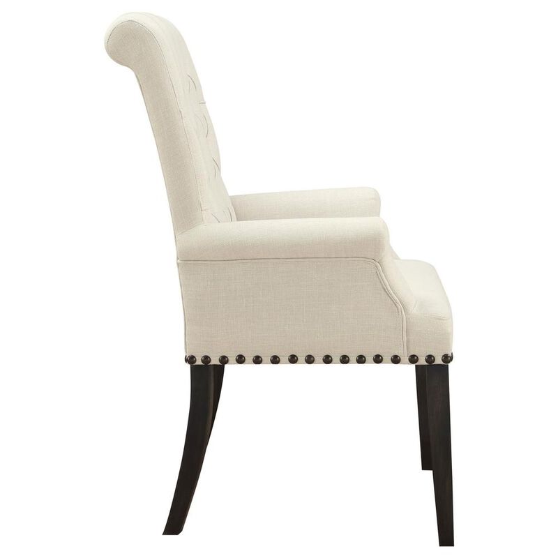 Coaster Alana Upholstered Arm Chair Beige and Smokey Black