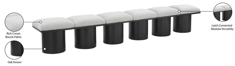 Meridian Furniture Pavilion Cream Boucle Fabric Bench