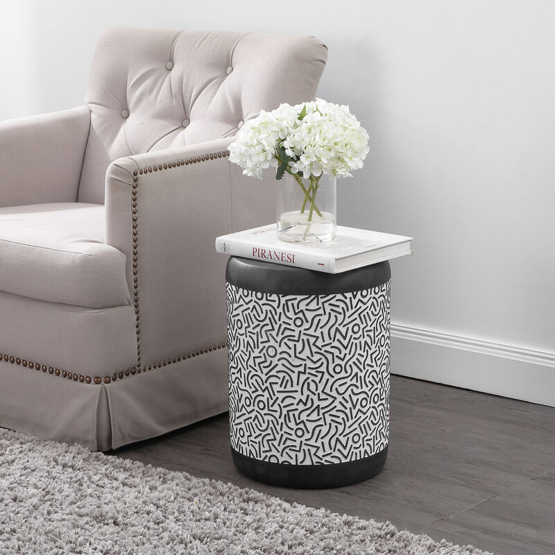 Indi Modern Bohemian Geometric Drum Garden Stool