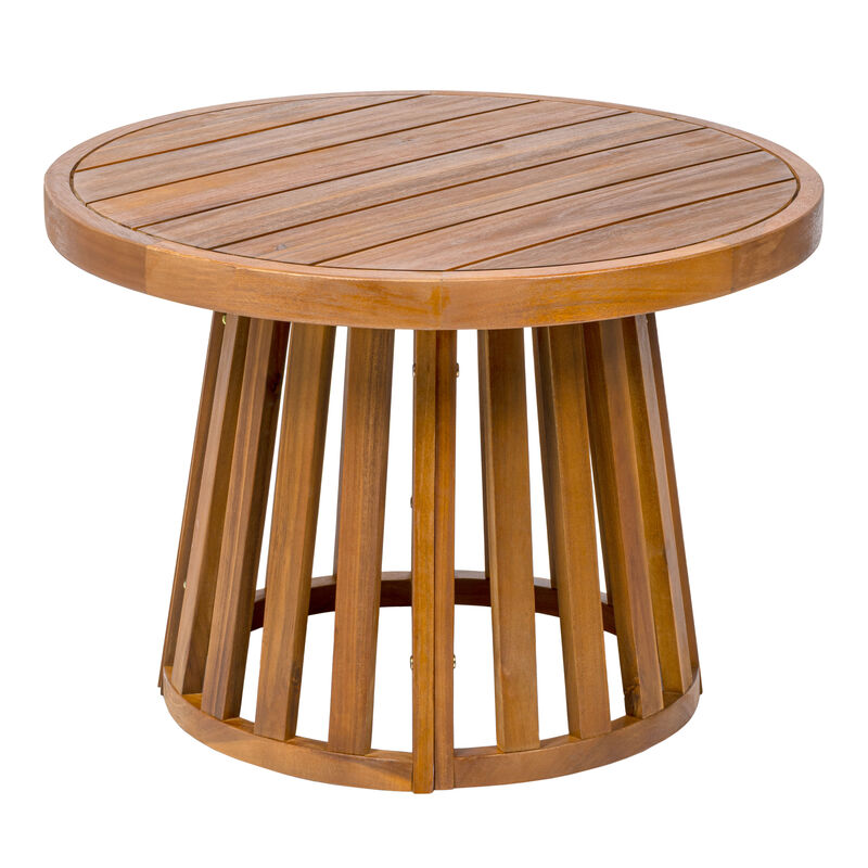 Solanya Modern Coastal Acacia Wood Indoor/Outdoor Pedestal Base Round Coffee Table image number 0