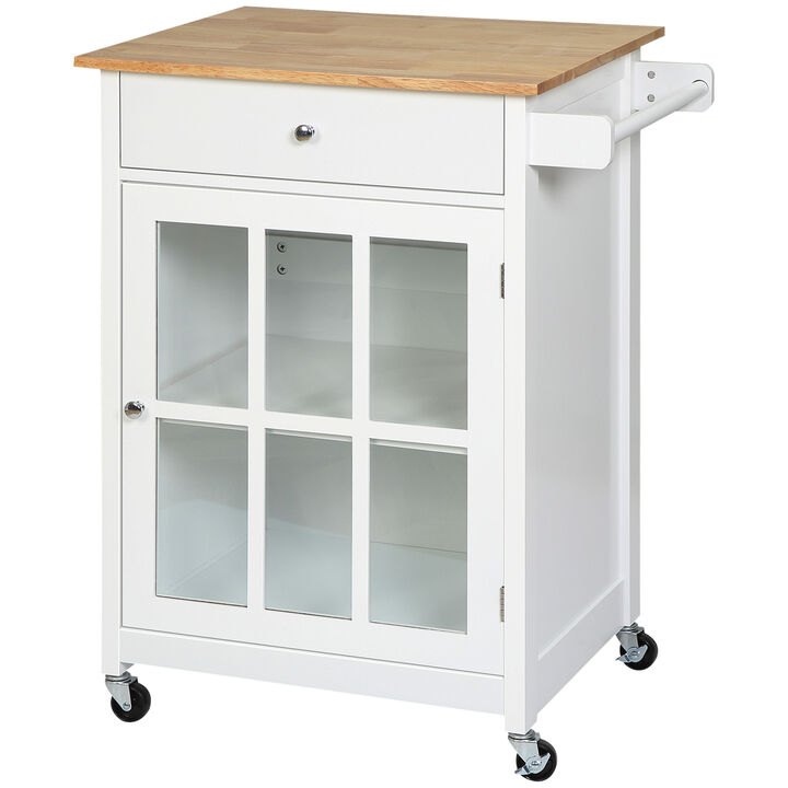 27" Rolling Kitchen Island Cart Storage Cabinet Trolley Towel Rack w/ Drawer