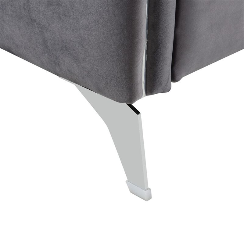 Velvet Modern Chic Accent Armchair in Gray image number 4