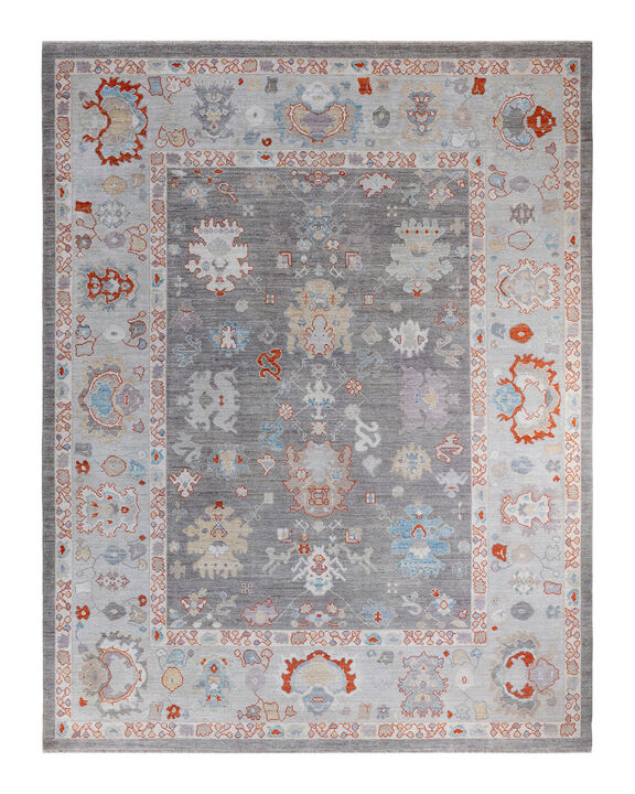 Oushak, One-of-a-Kind Hand-Knotted Area Rug  - Gray, 9' 1" x 11' 8"