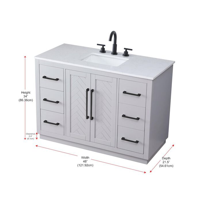 Elegant Kitchen and Bath 48 inch Single Bathroom Vanity in Grey