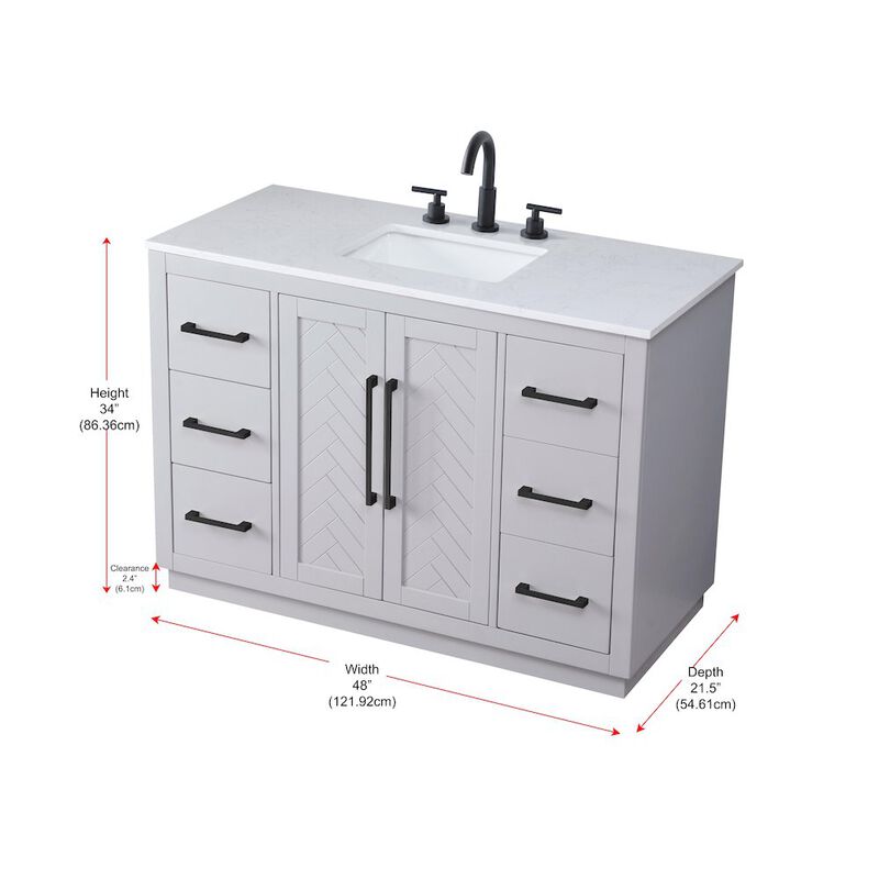 Elegant Kitchen and Bath 48 inch Single Bathroom Vanity in Grey