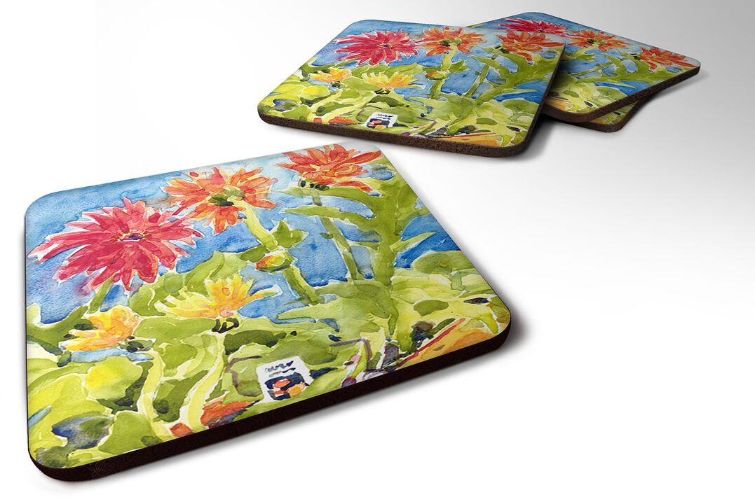 Caroline's Treasures 6038FC Flower-Gerber Daisies Foam Coasters (Set of 4), 3.5 H x 3.5 W, Multicolor