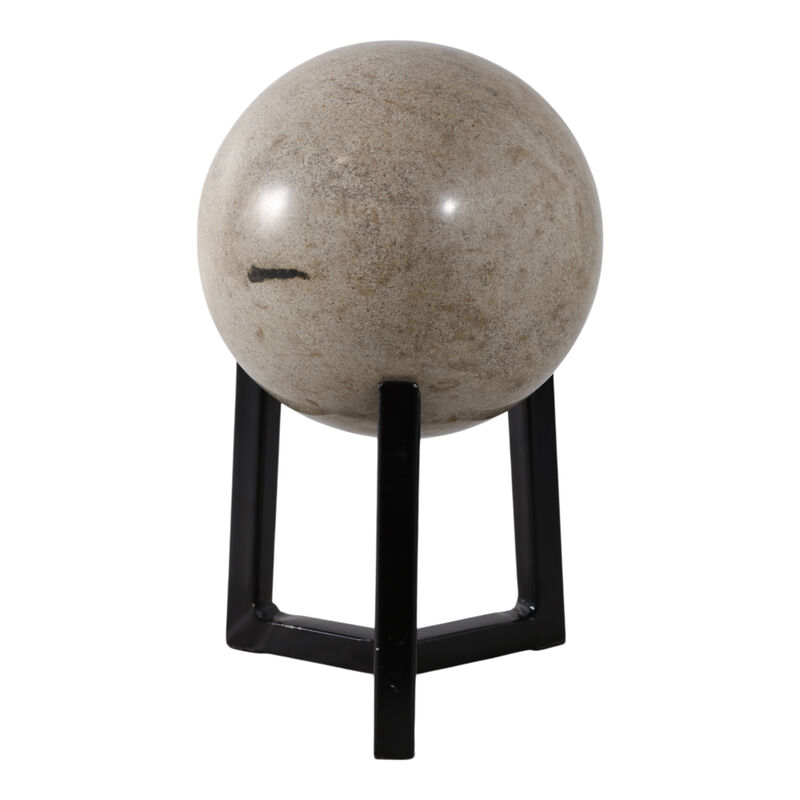 14x8" Marble Orb On Stand, Ivory/black image number 0