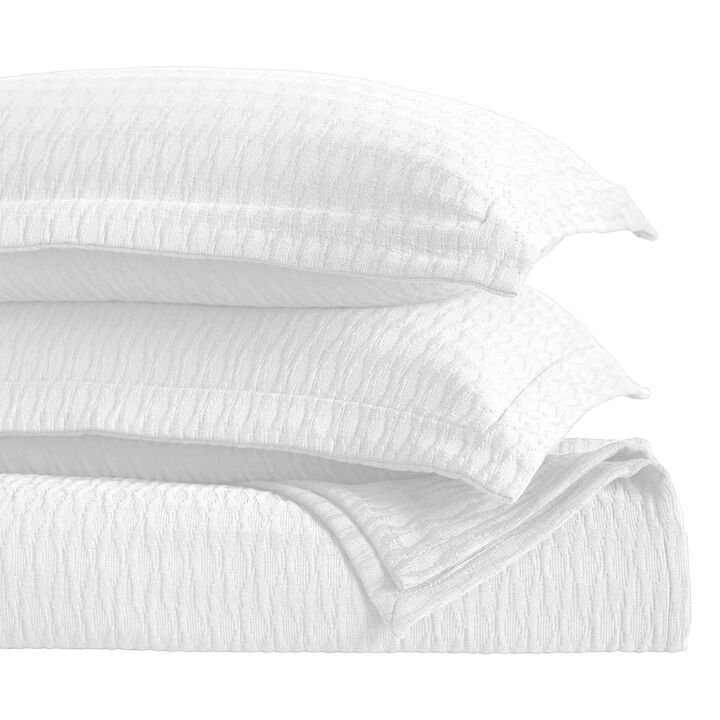 Lightweight Cotton Matelasse Bedspread Set with Diamond Pattern