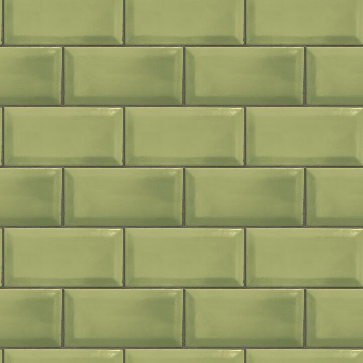 Just Kitchens Metro Tile Green Wallpaper G45446