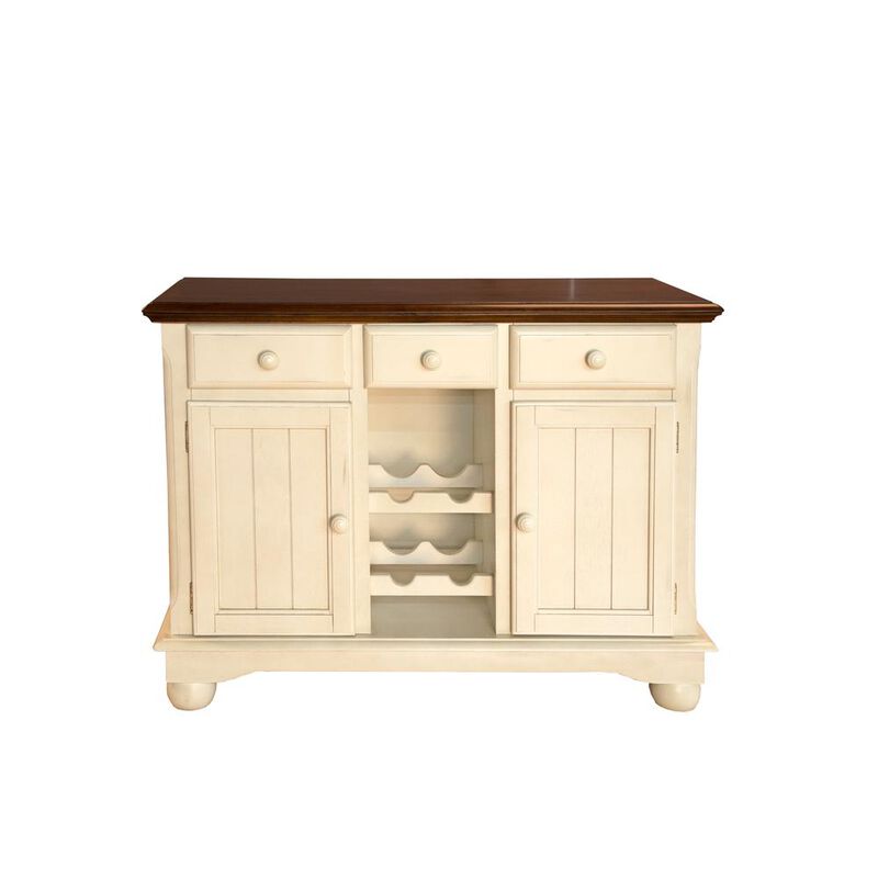 Buttermilk Farmhouse Coffee Bar, Wine Cabinet with Storage and Drawers