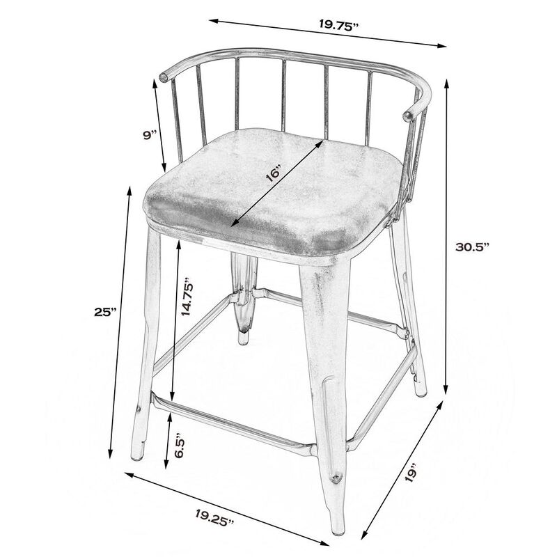 Butler Specialty Coriander Iron & Leather 25 Counter Stool, Multi-Color
