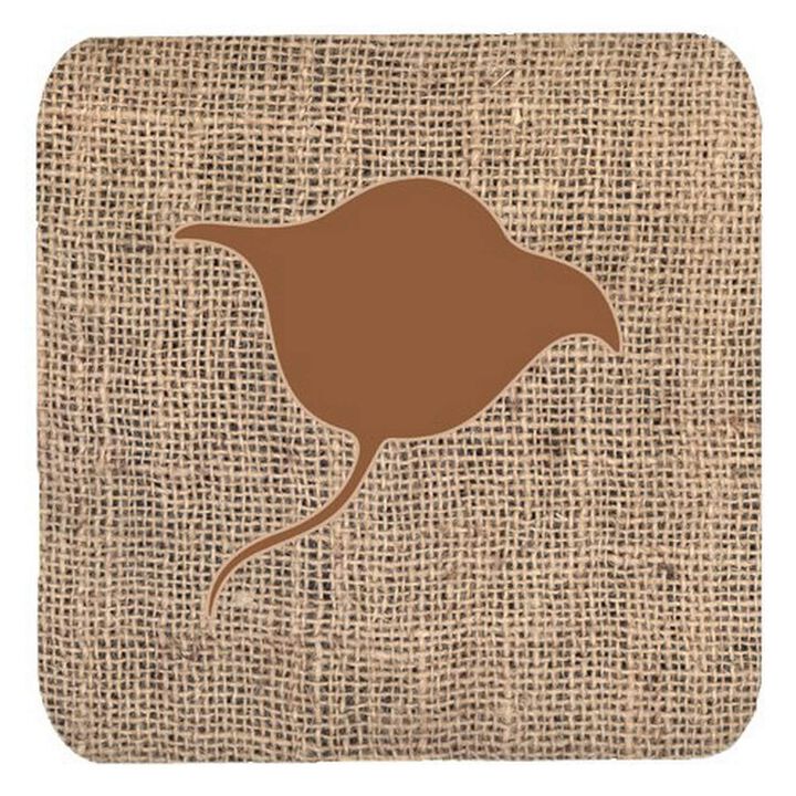 Caroline's Treasures BB1094-BL-BN-FC Stingray Burlap and Brown Foam Coasters (Set of 4), 3.5 H x 3.5 W, Multicolor