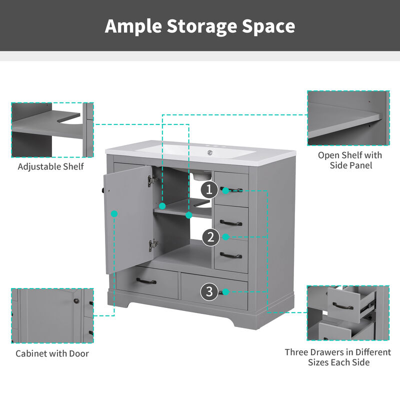 Merax 36" Bathroom Vanity with Sink Combo