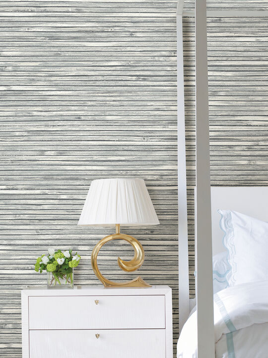 Bellport Dark Grey Wooden Slat Wallpaper
